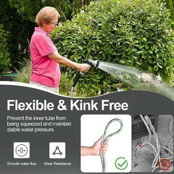 SPECILITE 75ft 304 Stainless Steel Garden Hose Metal, Heavy Duty Water Pipe with Nozzles for Yard, Outdoor - Flexible, Never Kink & Tangle, Puncture Resistant (Sliver)