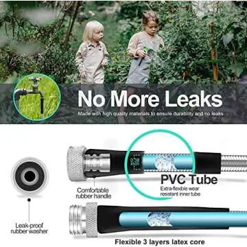 SPECILITE 75ft 304 Stainless Steel Garden Hose Metal, Heavy Duty Water Pipe with Nozzles for Yard, Outdoor - Flexible, Never Kink & Tangle, Puncture Resistant (Sliver)