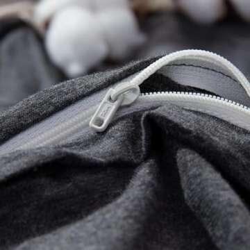 LIFETOWN 100% Jersey Knit Cotton Duvet Cover Set T-Shirt Feel Bedding Set Ultra Soft Wrinkle-Free (Dark Grey, California King)