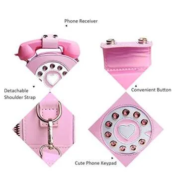 Ynport Women Phone Shaped Purse Rotary Pink Telephone Shoulder Handbag Retro Crossbody Bags for Girls