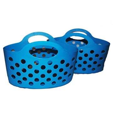 Flexible Plastic Basket Totes 2 pack (Blue)