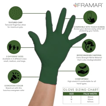 Buy FRAMAR Green Disposable Nitrile Gloves Eco-Friendly Comfort