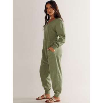 ANRABESS Jumpsuits for Women 2024 Fall Long Sleeve Casual Loose Fit Romper Lounge One Piece Pajamas Outfits Jumper Pea Large