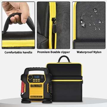 Car Battery Jump Starter Bag Compatible with DEWALT DXAEJ14 Digital Portable Power Station Air Compressor. Portable Battery Charger Carrying Holder for Power Inverter, Charging Cord (Case Only)