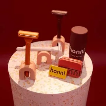 HANNI Shave Starter Set, Saftey Razor with Blades and Shaving Gel, Unisex Grooming Kit for Smooth, Soft Skin, Hair Removal Gift Set for All Skin Types, Burgundy