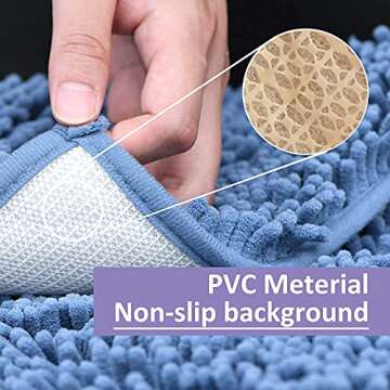 Sky Blue Bathroom Rugs Sets 2 Piece Chenille Bath Mats, Extra Soft and Absorbent Shaggy Rugs