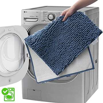 Sky Blue Bathroom Rugs Sets 2 Piece Chenille Bath Mats, Extra Soft and Absorbent Shaggy Rugs