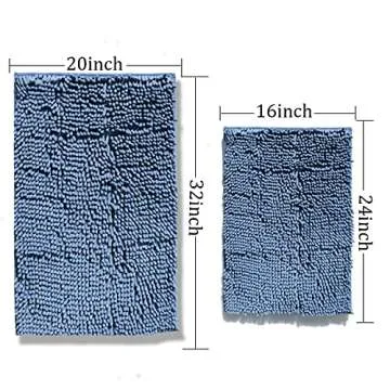 Sky Blue Bathroom Rugs Sets 2 Piece Chenille Bath Mats, Extra Soft and Absorbent Shaggy Rugs