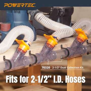 POWERTEC Clear PVC Pipe 2-1/2" x 36" Long, 1PK Rigid Plastic Tubing, Round Tube Compatible w/Dust Collection Fitting, for Woodworking Tool, Dust Collection System, Toy Cars and Bird Feeder (70176V)