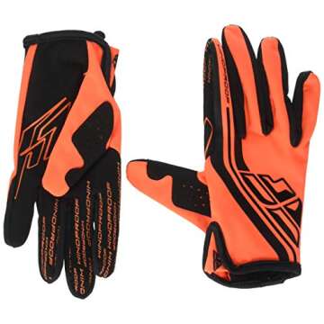 Fly Racing Unisex-Adult Windproof Lite Gloves (Orange/Black, Youth Large)