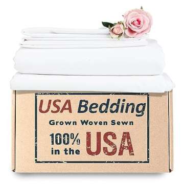 USA Bedding Sheet Sets 100% Made in America. Hotel Quality, Luxury Percale. White, 4 Piece Queen. De...