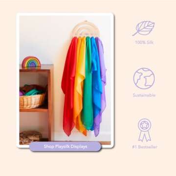 Sarah's Silks Wooden Rainbow Playsilk Display