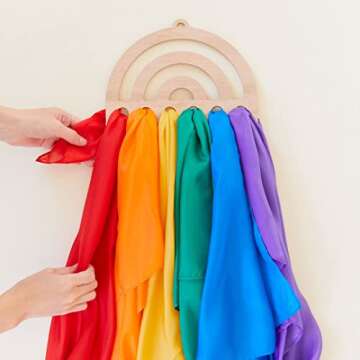 Sarah's Silks Wooden Rainbow Playsilk Display