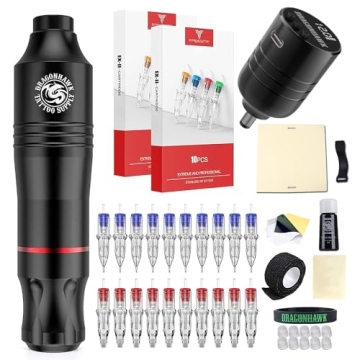 Dragonhawk Wireless Cartridge Tattoo Machine Kit - Ultimate Tattoo Artist Bundle
