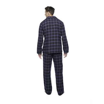 Noble Mount Mens 100% Cotton Flannel Pajama Set with Pant Pockets & Drawstring