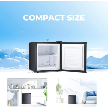 Electactic 1.2 Cu.ft Upright Freezer - Small Mini Freezer with Adjustable Thermostat & Reversible Do...