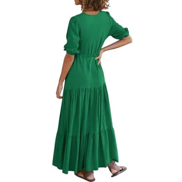 BTFBM Formal Wedding Guest Dresses for Women Casual Short Sleeve V Neck Summer Dress Maternity Dress for Photoshoot(Solid Green,XX-Large)