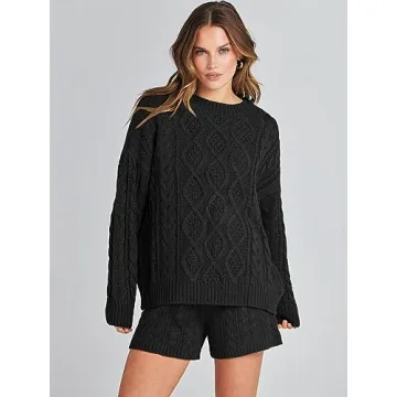 ANRABESS Women's Cozy 2 Piece Sweater Lounge Set