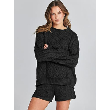 ANRABESS Women's Cozy 2 Piece Sweater Lounge Set