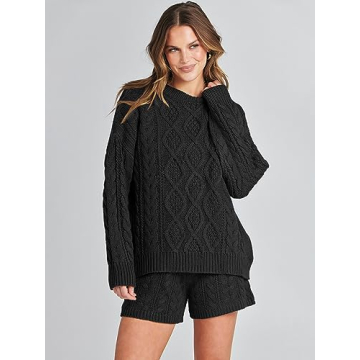ANRABESS Women's Cozy 2 Piece Sweater Lounge Set
