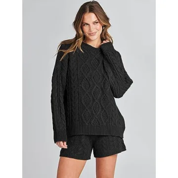 ANRABESS Women's Cozy 2 Piece Sweater Lounge Set
