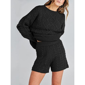 ANRABESS Women's Cozy 2 Piece Sweater Lounge Set