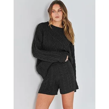 ANRABESS Women's Cozy 2 Piece Sweater Lounge Set