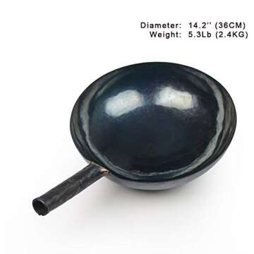 ZhenSanHuan Chinese Hand Hammered Iron Woks and Stir Fry Pans, Non-stick, No Coating, Less Oil, 章?...