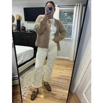 Watashi Womens Cardigan Sweater Crewneck Button Down Sweater Fall Long Sleeve Chunky Knitwear Casual Open Front Loose Cardigan Coat (Brown-S)