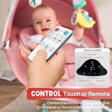 Electric Baby Swing for Infants to Toddler| Portable Infant Swing with Remote Control, Rocker with 5 Speeds, 3-Point Harness,3 Seat Positions for Baby Boy Girl (Pink)