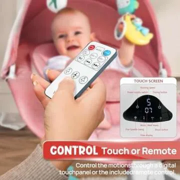 Electric Baby Swing for Infants to Toddler| Portable Infant Swing with Remote Control, Rocker with 5 Speeds, 3-Point Harness,3 Seat Positions for Baby Boy Girl (Pink)