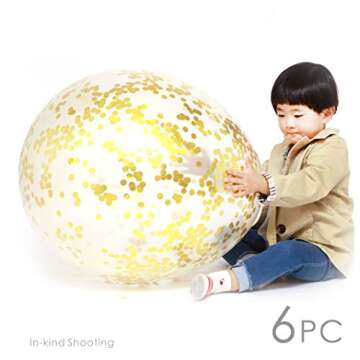 36 Inch Jumbo Confetti Balloons, Giant Latex Balloon with Gold Confetti (Premium Helium Quality) Pkg...