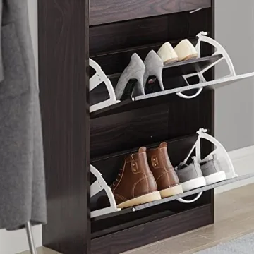 Haotian Entryway Shoe Cabinet with 3 Flip-Drawers