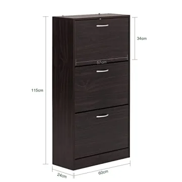 Haotian Entryway Shoe Cabinet with 3 Flip-Drawers