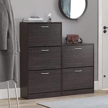 Haotian Entryway Shoe Cabinet with 3 Flip-Drawers