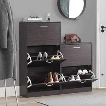 Haotian Entryway Shoe Cabinet with 3 Flip-Drawers