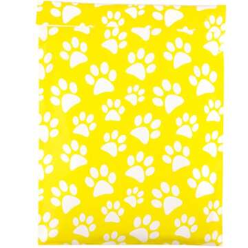 Inspired Mailers - Poly Mailers 10x13-100 Pack - Yellow Puppy Paw Prints - Shipping Bags for Clothing - Large Mailing Envelopes - Shipping Envelopes - Mailers Poly Bags 10x13