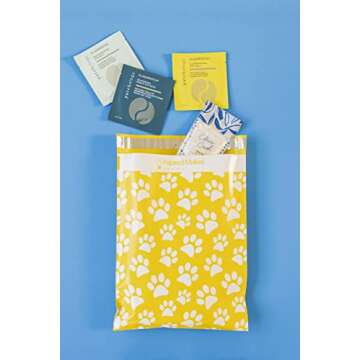 Inspired Mailers - Poly Mailers 10x13-100 Pack - Yellow Puppy Paw Prints - Shipping Bags for Clothing - Large Mailing Envelopes - Shipping Envelopes - Mailers Poly Bags 10x13