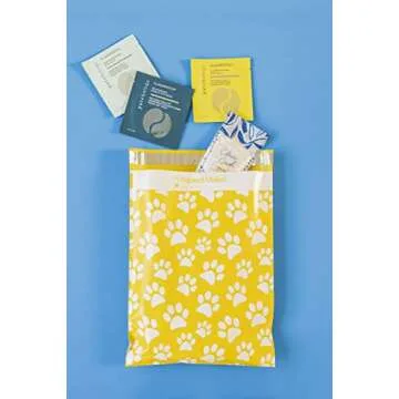 Inspired Mailers - Poly Mailers 10x13-100 Pack - Yellow Puppy Paw Prints - Shipping Bags for Clothing - Large Mailing Envelopes - Shipping Envelopes - Mailers Poly Bags 10x13