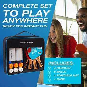PRO SPIN All-in-One Ping Pong Set - Retractable Ping Pong Net for Any Table (72"), Ping Pong Paddles...