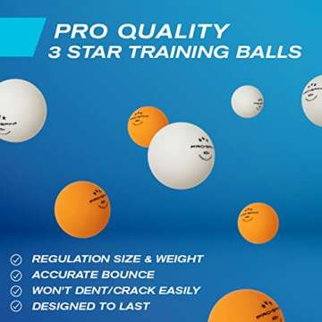 PRO SPIN All-in-One Ping Pong Set - Retractable Ping Pong Net for Any Table (72"), Ping Pong Paddles and Balls, Storage Case - Portable Table Tennis Gifts for Boys & Girls (4-Player Set)