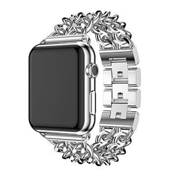 Seoaura Compatible Apple Watch Band for Woman Man 45mm 49mm 42mm 44mm, Stainless Steel Cowboy Style ...