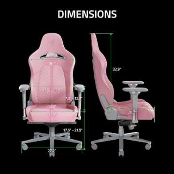 Razer Enki Gaming Chair: All-Day Comfort - Built-in Lumbar Arch - Optimized Cushion Density - Dual-Textured, Eco-Friendly Synthetic Leather - Reactive Seat Tilt & 152-Degree Recline - Pink