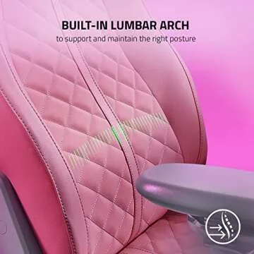 Razer Enki Gaming Chair: All-Day Comfort - Built-in Lumbar Arch - Optimized Cushion Density - Dual-Textured, Eco-Friendly Synthetic Leather - Reactive Seat Tilt & 152-Degree Recline - Pink