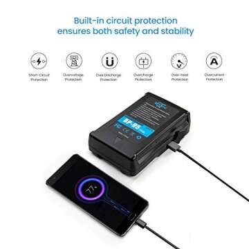 REYTRIC 95Wh(6600mAh) V Mount/V-Lock Battery with D-tap Output Charger and D-Tap Cable Compatible Video Camera Camcorder Broadcast LED Light Replacement Brick for DSLR