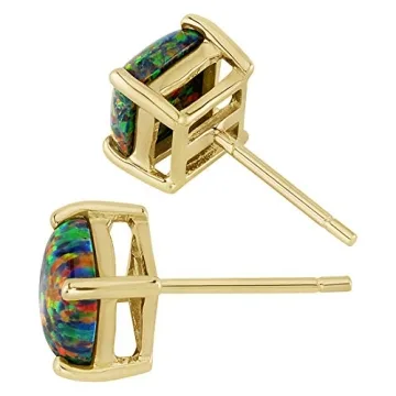 Peora Black Fire Opal Stud Earrings in 14K Gold