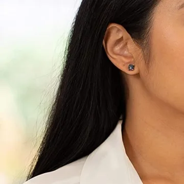 Peora Black Fire Opal Stud Earrings in 14K Gold