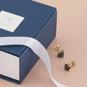 Peora Black Fire Opal Stud Earrings in 14K Gold