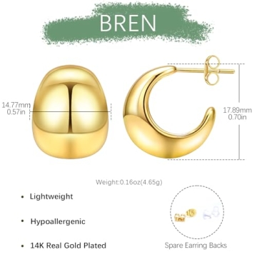 Hypoallergenic Chunky Gold Hoop Earrings for Women