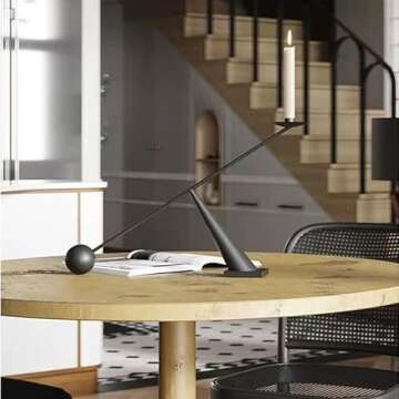 Black Taper Candlestick Holders, Metal Modern Geometric Line Candle Stands Decorative, Long Decorative Candle Holders for Table Centerpiece